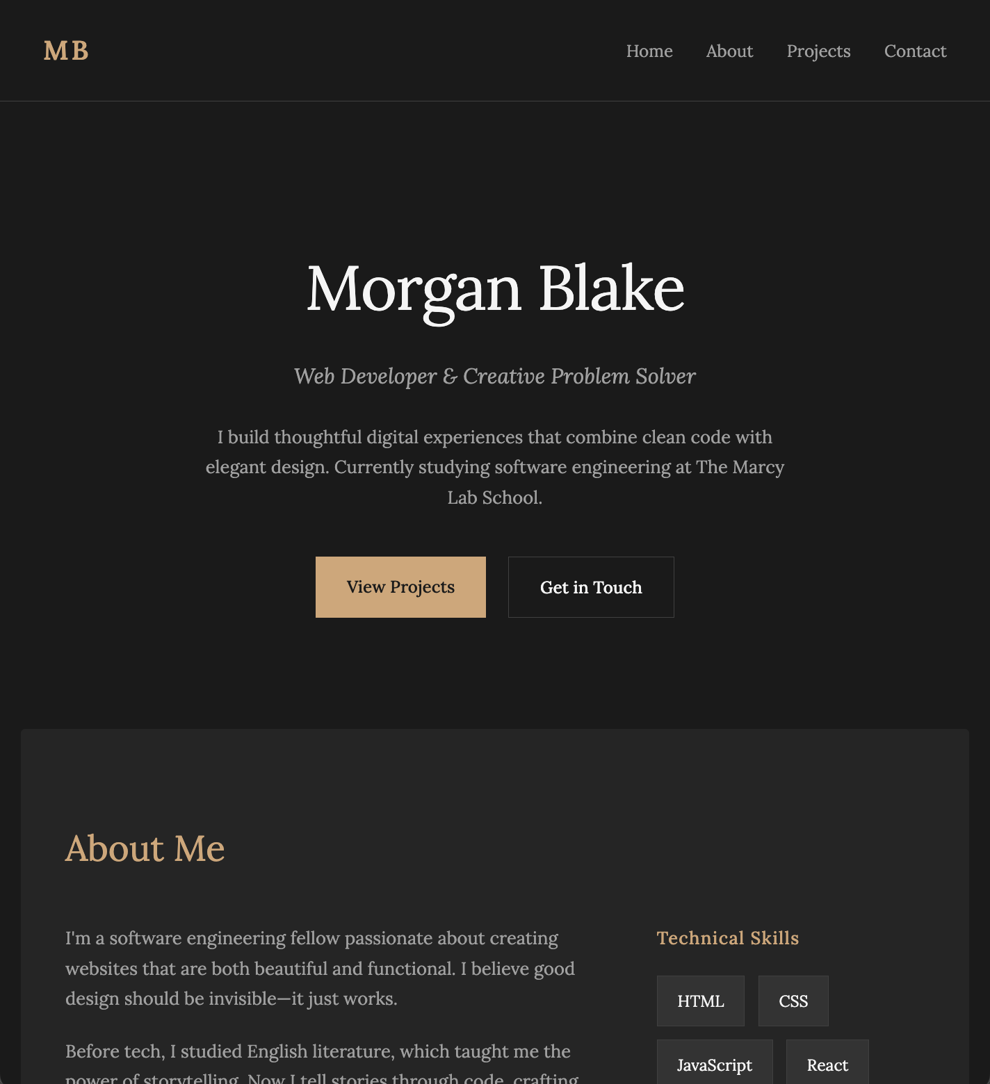 Morgan Blake Portfolio Website