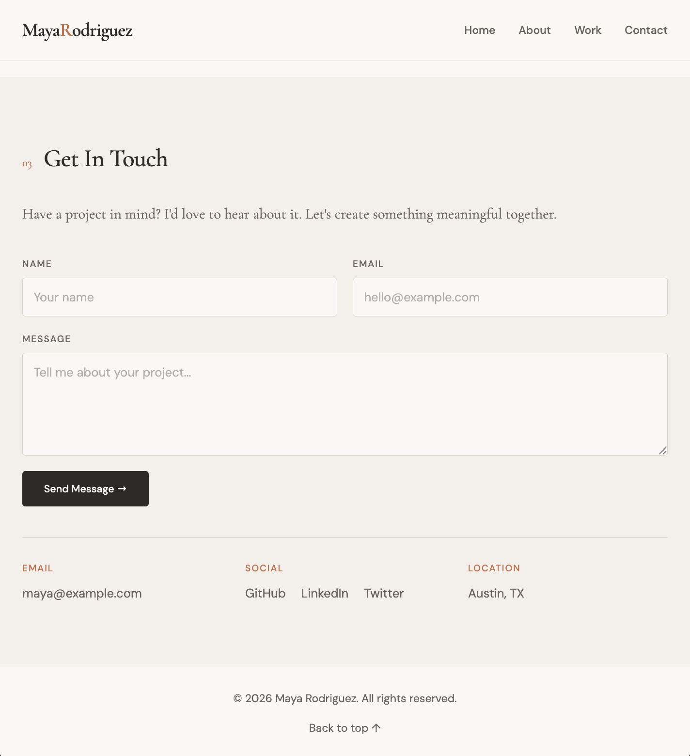 Maya Rodrigu Portfolio Website